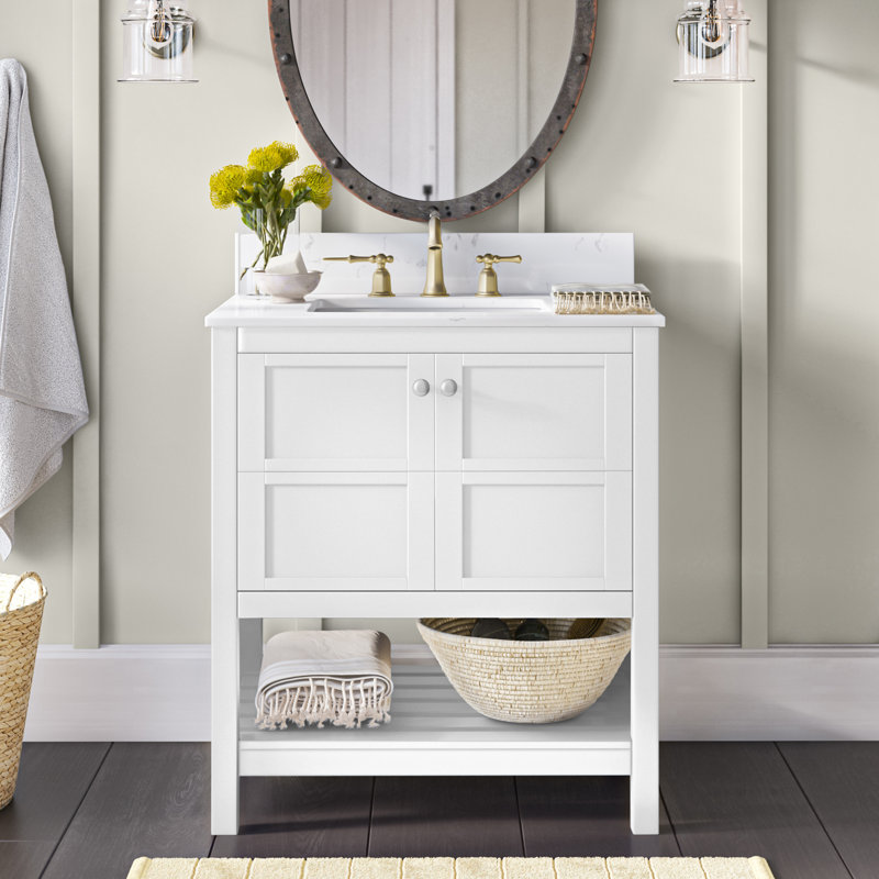 Krish 30'' Single Bathroom Vanity with Top, White