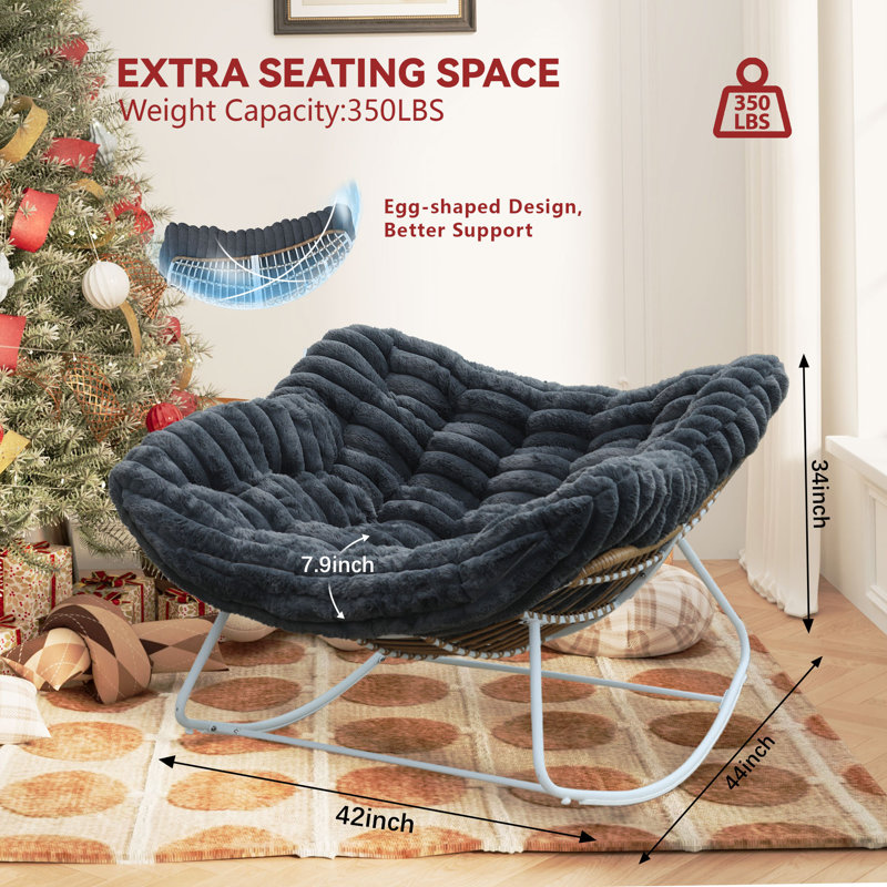 Chaise en osier Rockong, Gris foncé, Noir, noir, noir, noir