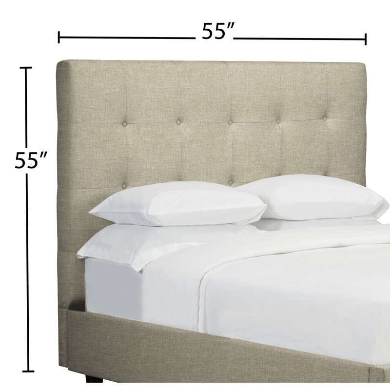 Tête de lit à panneau rembourré Strauser, Lin - Beige, Double