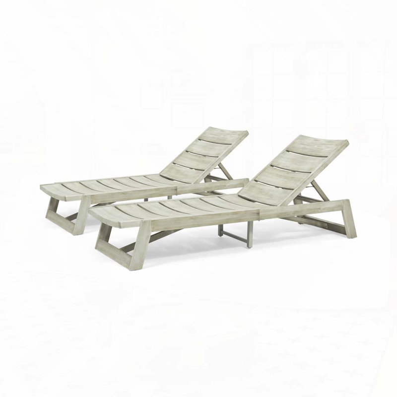 Patio Wood Chaise Lounge, Gray