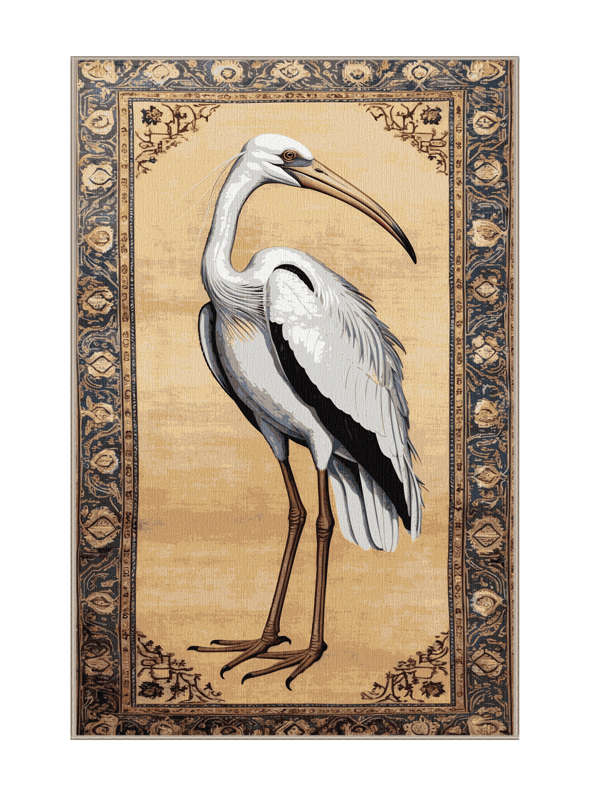 Wildon Home® Washable White Ibis Birds Area Rug | Wayfair