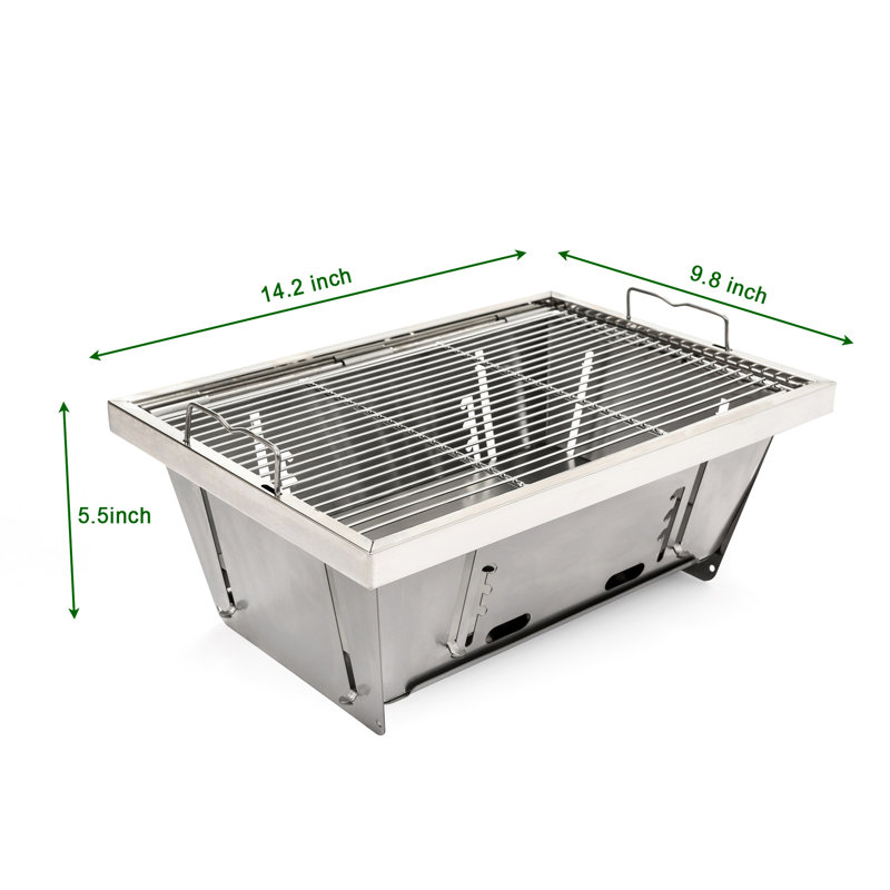 Barbecue au charbon de bois pliable pour l'extérieur - acier chauffant, idéal pour le camping, les pique-niques et les voyages d'aventure