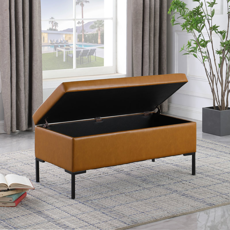 Chandrell Faux Leather Upholstered Storage Bench