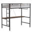 Lit mezzanine robuste Adam avec bureau en bois de cannelle et tringle de garde-robe, conception peu encombrante pour adultes et enfants, échelle facile à monter et garde-corps