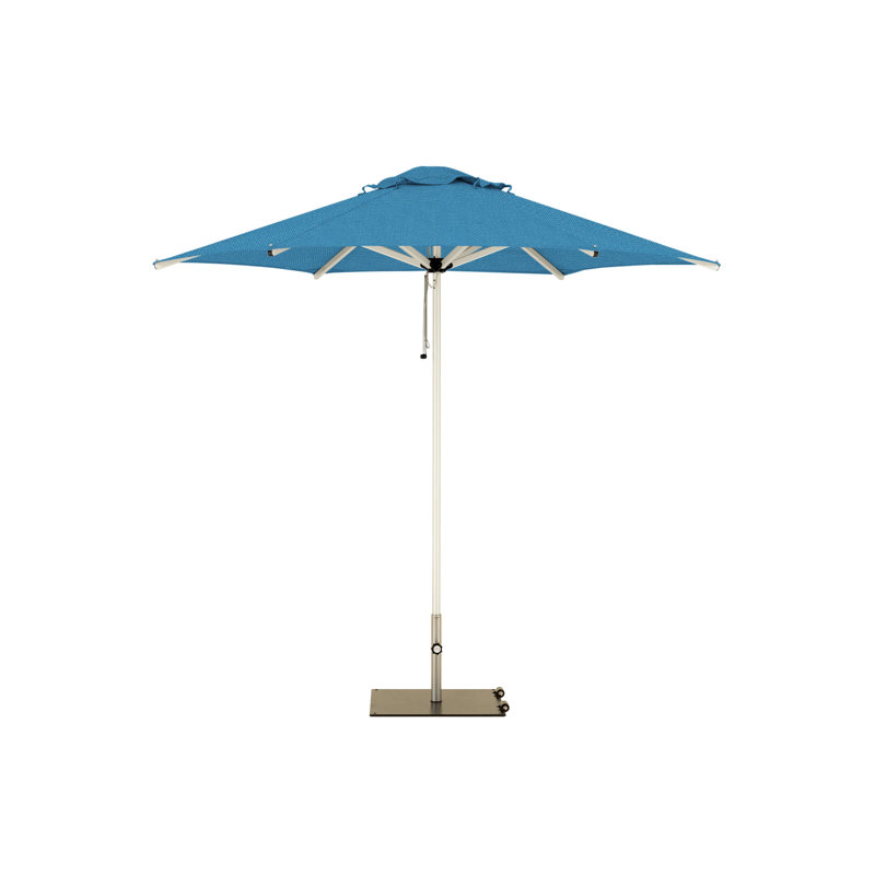 Mistral Round Market Umbrella, Square Metal with wheels+2" Stainless Steel Tube, 8'10", Cacti
