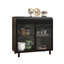 Buffet moderne avec portes en verre trempé figuré, dessus rabattable, tablettes intérieures, console de rangement en métal pour la salle à manger, la cuisine, le salon et le vestibule