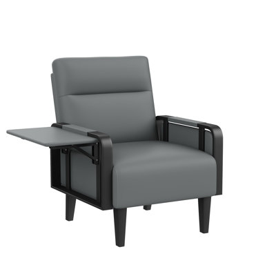 Whole Metal Frame Upholstered Accent Chair With Side Tray Table