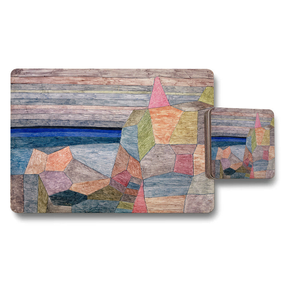 Colorful Abstract Geometric Placemats And Coaster Set