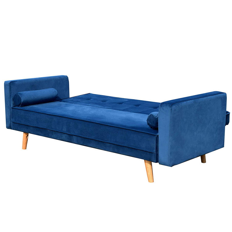 Mccarty 189cm Upholstered Futon And Mattress, Dark Blue