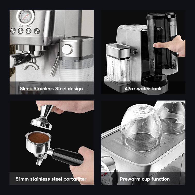  CASABREWS Espresso Machine 20 Bar with Milk Frother Steam Wand  & 51mm Stainless Steel Portafilter Set: Home & Kitchen