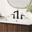Meuble-lavabo moderne de 36 po avec lavabo rectangulaire en céramique, armoire de salle de bain avec grand espace de rangement et portes à fermeture en douceur à 45 degrés, 1 tablette ouverte en bas, brun foncé