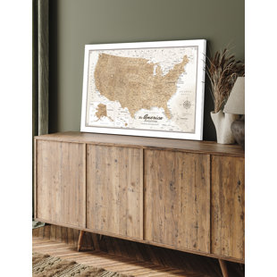 Toile, cartes des États-Unis pour décoration murale, carte à épingles décoratives pour marquer les voyages, impression de carte de voyage des États-Unis pour la maison, le bureau, le bureau et le véhicule récréatif, prête à être accrochée