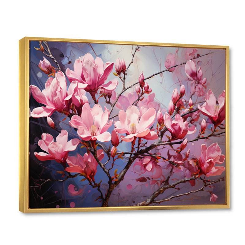 «Pink Magnolias Magnolia Symphony» sur impression sur toile, H 30 po x l 40 po x P 1,5 po, Cadre flottant doré