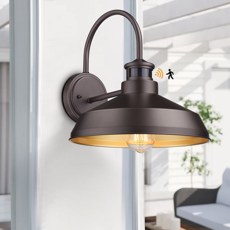 Applique murale d'extérieur Motion Sensor - luminaire de grange d'extérieur bronze huilé, ensemble de 2 pièces