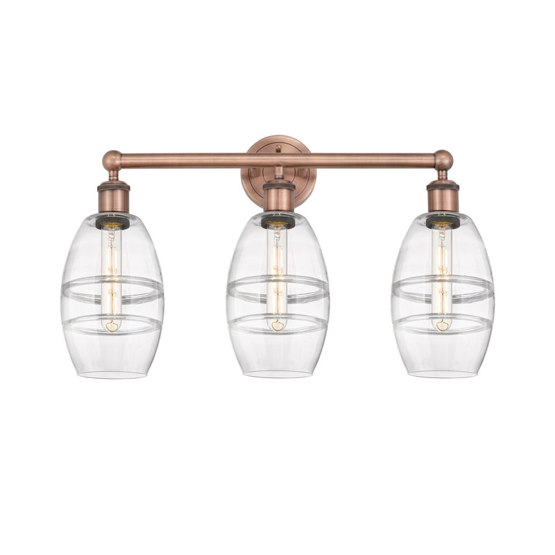 Kusham 3 - Light Dimmable Vanity Light, Clear, Antique Copper