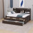Brona Full Size Wooden Captain Bed with Built-in Bookshelves, Three Storage Drawers and Trundle-831888004