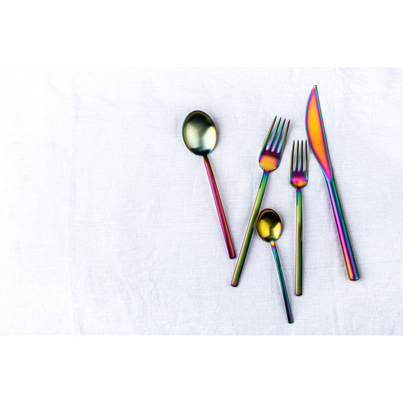 Mercer41 Stainless Steel Flatware Set, Ice Rainbow
