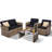 4-Piece All-Weather Wicker Patio Set – Rattan Sectional Sofa with Cushions and Glass Table-1093399116