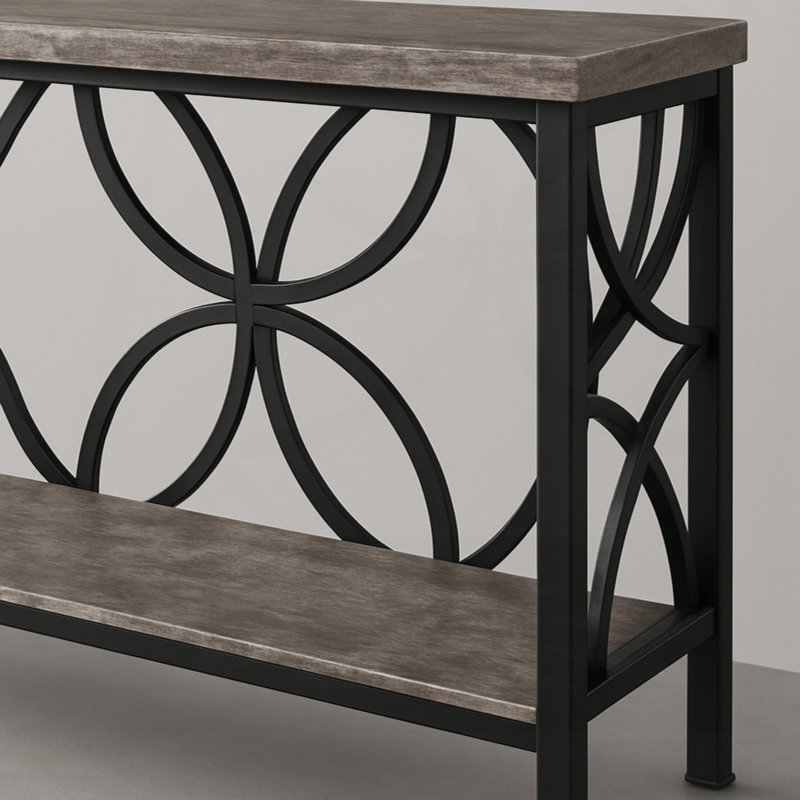 Console industrielle extra longue de 70,9 po, table de canapé étroite derrière le canapé avec tablettes de rangement ouvertes, table d'entrée rustique pour le couloir, le vestibule ou le salon, structure en métal