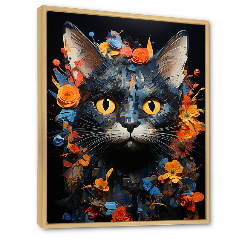 «Pixiebob Pondering Cat Collage», impressions sur toile, H 32 po x l 16 po x P 1 po, Cadre naturel flottant