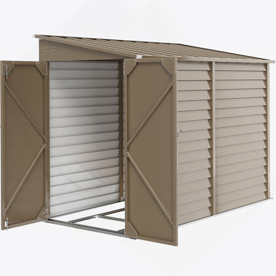 Outdoor Storage Shed Brown  Metal Shed With Foundation Kit, Lockable Doors And Gloves For Patio, Law