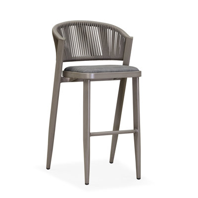 Outdoor Rattan Bar Height Chair with Back Metal and Wicker (Set of 1)