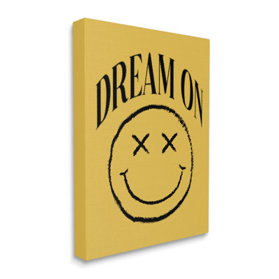 Dream On Yellow Smiley Canvas Wall Art by lulusimonSTUDIO