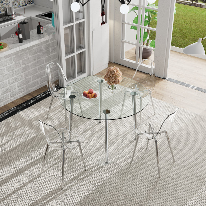 Ensemble repas pour 4 personnes Harisan, Transparent / argent, H 30 po x L 40 po x l 40 po
