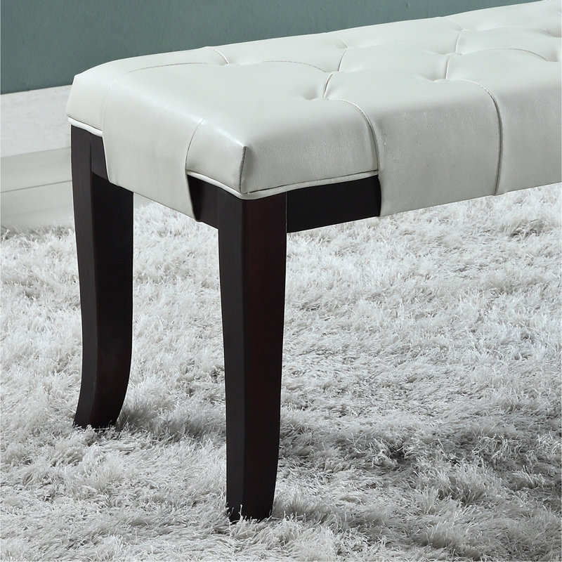 Banc capitonné, similicuir, blanc