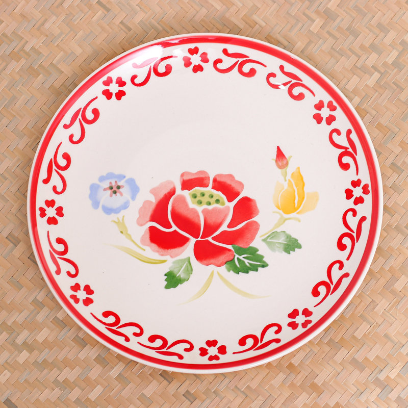 Handmade Earthenware Dinner Plate, Red