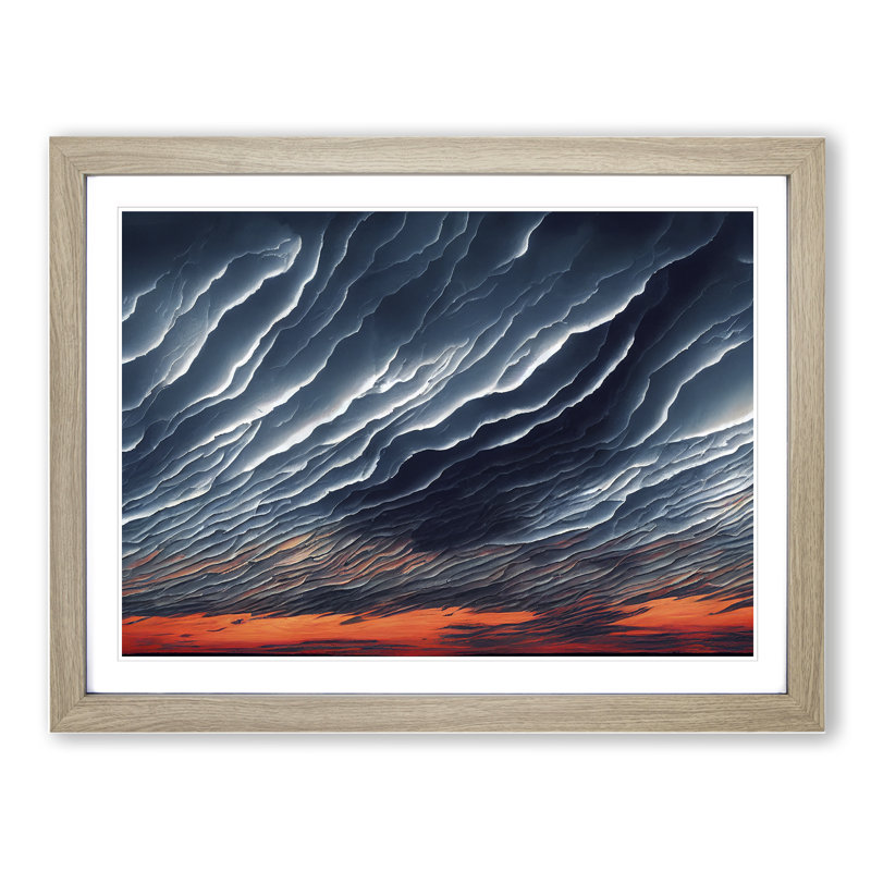 Storm Cloud Sunset - Framed Print, 25cm H x 34cm W x 2cm D, Oak Framed