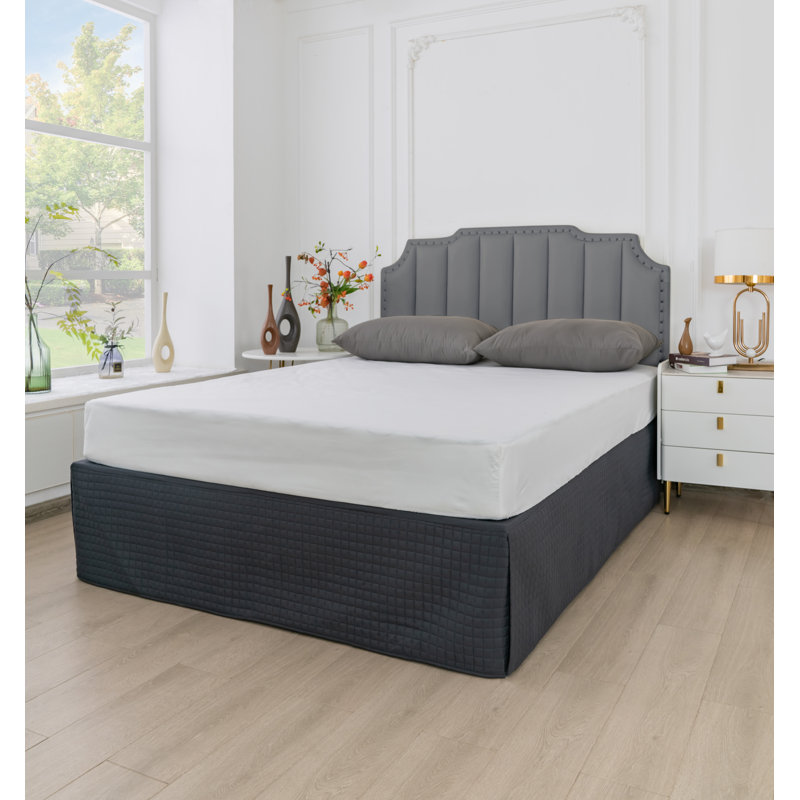  Jupe de lit en microfibre matelassée Grid, Double, Charcoal