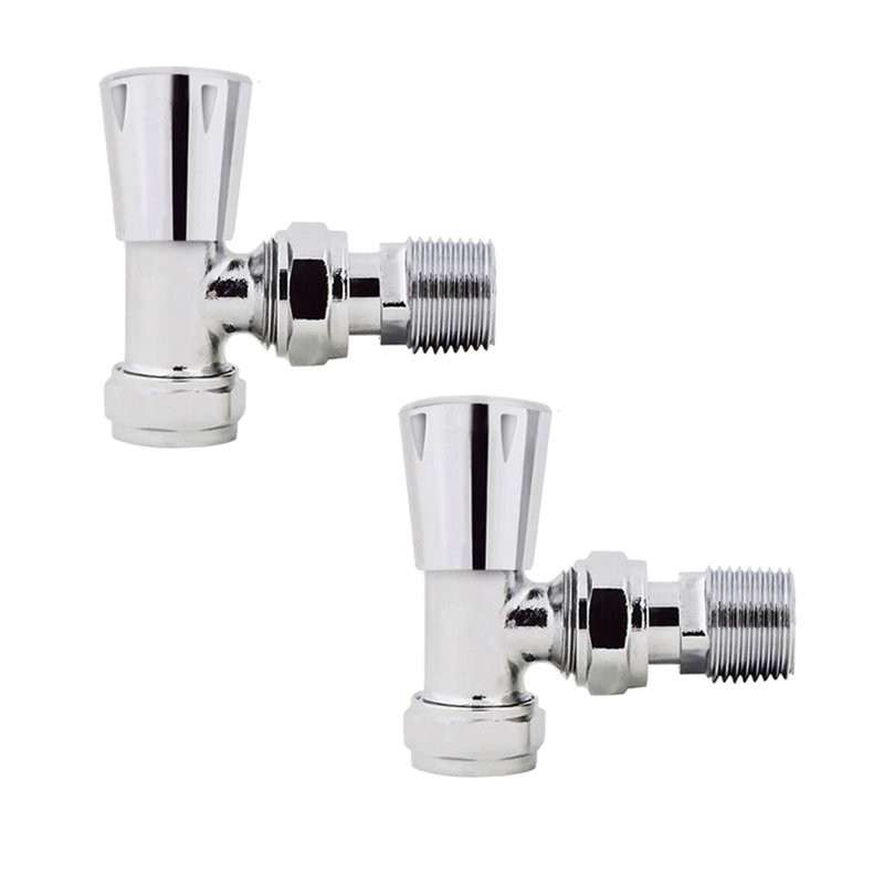 Angled Manual Valves For Bathroom Heated Towel Rail Radiator 15Mm X 1/2" Chrome