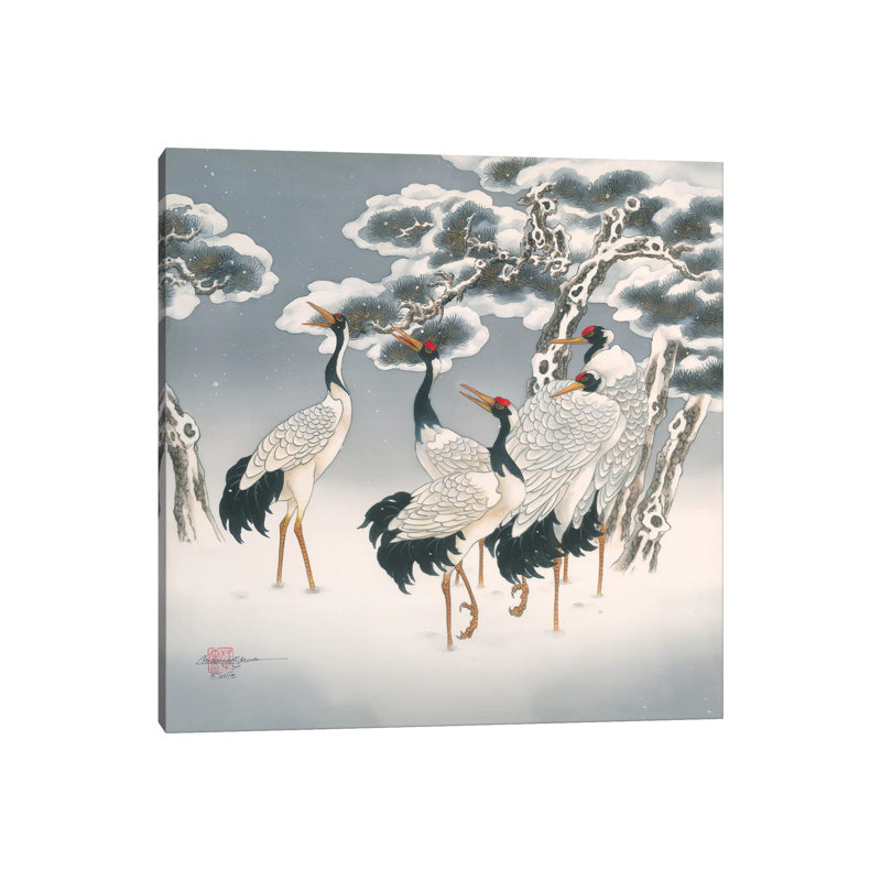 Waiting In The Snow - Painting on Canvas, Wrapped Canvas, 30.48 cm H x 30.48 cm W