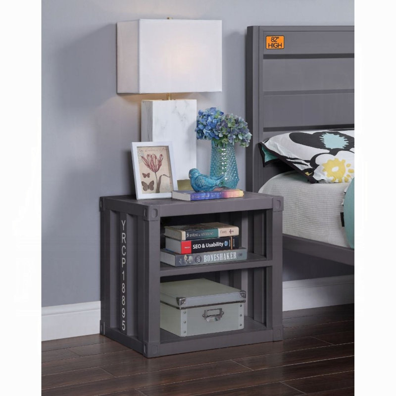 Cargo 20" Gunmetal Metal Frame Nightstand