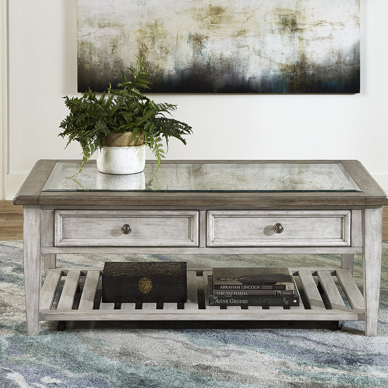 Table basse rectangulaire avec tiroirs Haylee