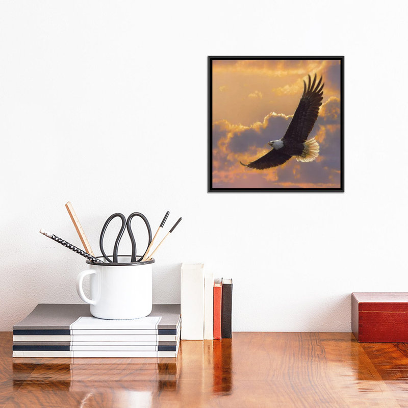 «Soaring Spirit - Bald Eagle» par Collin Bogle Print, H 12 po x l 12 po x P 1,5 po, Toile encadrée noire