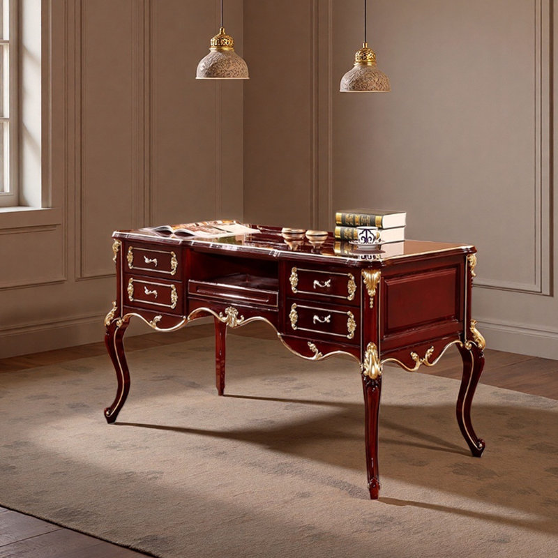 Bureau d'ordinateur brun-rouge durable,  H 30,7 po x l 51,18 po x P 26,77 po
