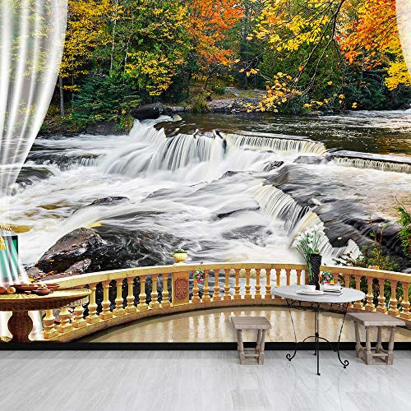 Murale vue naturelle de faux balcon, L 100 po x l 144 po