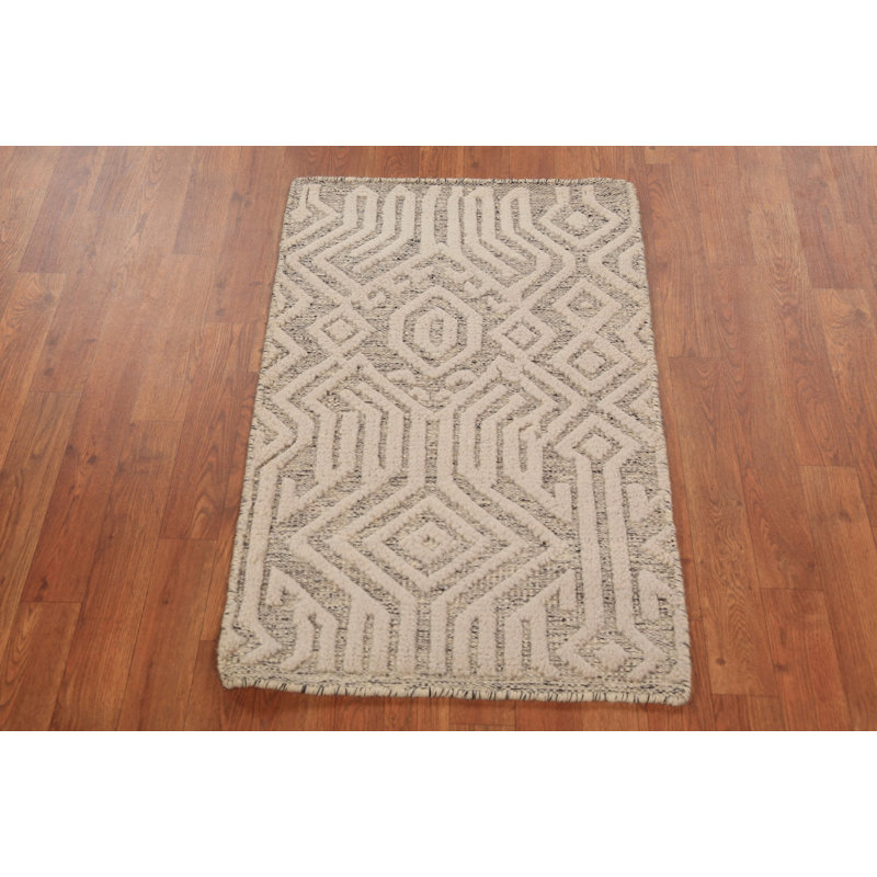 Tapis décoratif géométrique en laine à motif oriental marocain 2x3