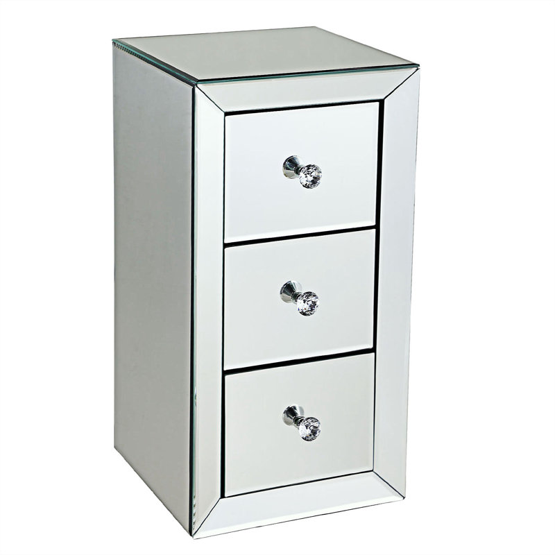 Table de chevet 3 tiroirs en noir / argent