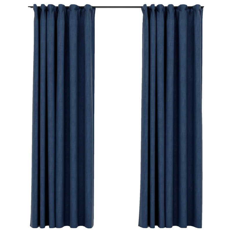 Blackout Curtain Pair, Blue, Width 140 x Drop 245 cm