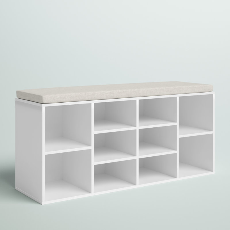 Banc de rangement pour chaussures Azurine, Blanc