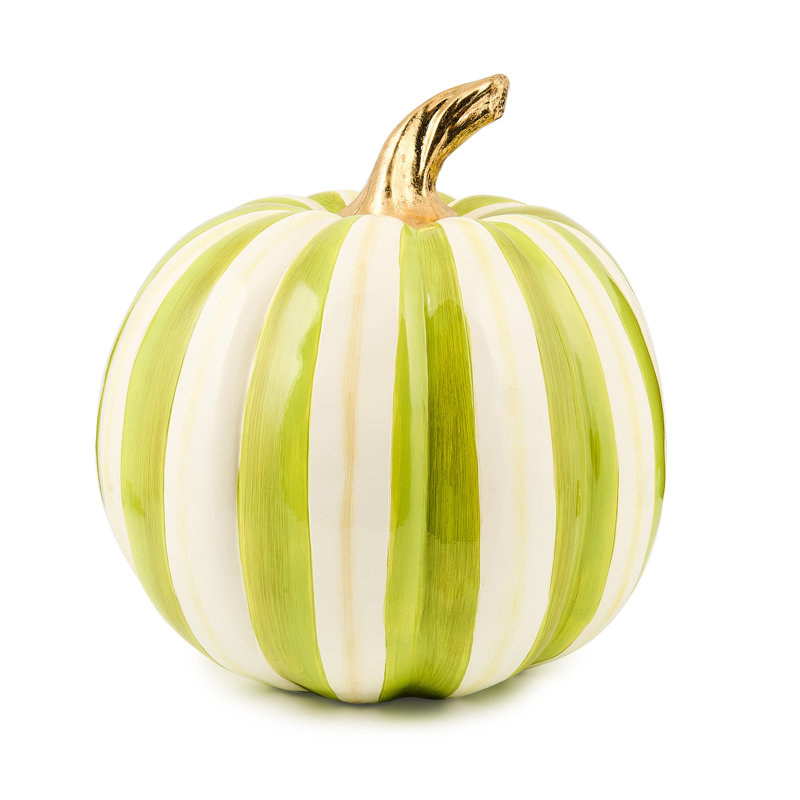 Stripe Medium Pumpkin, 11" H x 11.5" W x 11.5" D, Green
