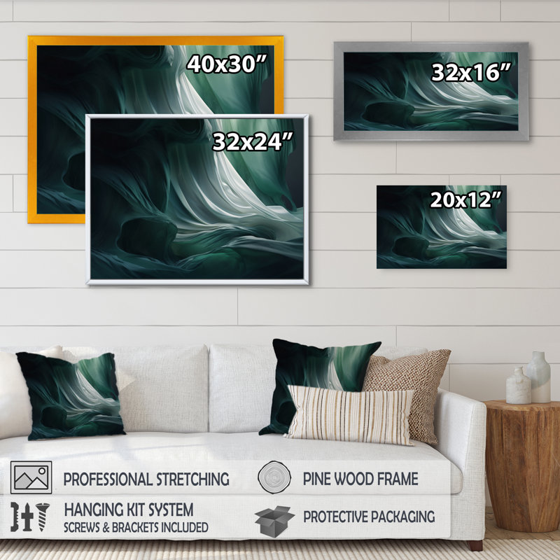 Vert, le chef-d'œuvre aquatique II, reproduction d'art sur toile, H 16 po x l 32 po x P 1 po, Cadre flottant noir