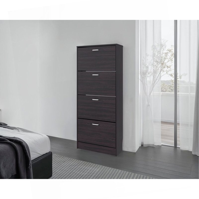 Armoire à chaussures verticale avec portes, Wengé