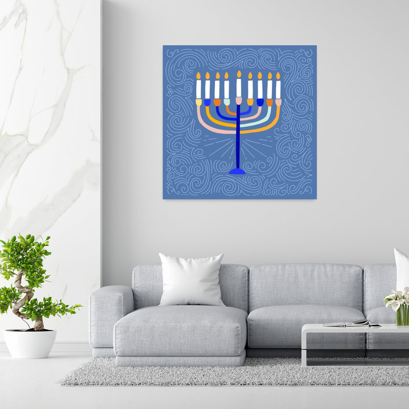 Deco Menorah Abstract Art contemporain, H 48 po x l 48 po