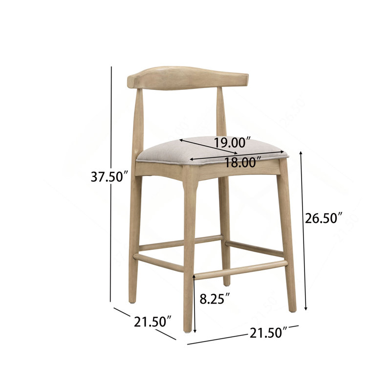Tabouret en tissu (ensemble de 2), Gris, Naturel
