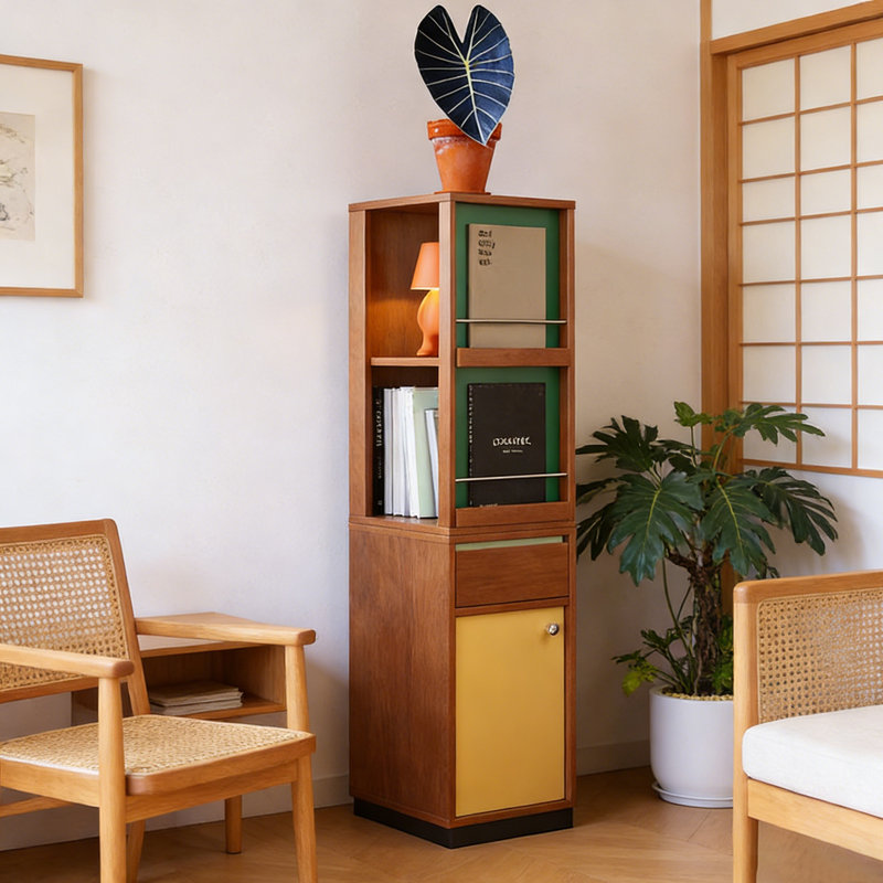 Petite armoire de coin 61,02 po, petite étagère de rangement, organisateur de coin pour canapé de salon et chambre à coucher