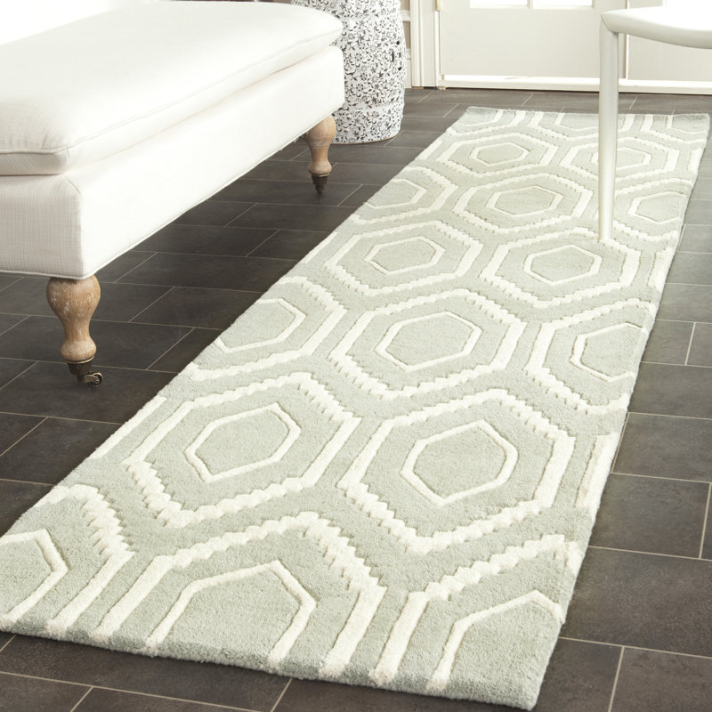 Tapis en laine touffeté à la main Deedie, Tapis de couloir 2 pi 3 po x 11 pi